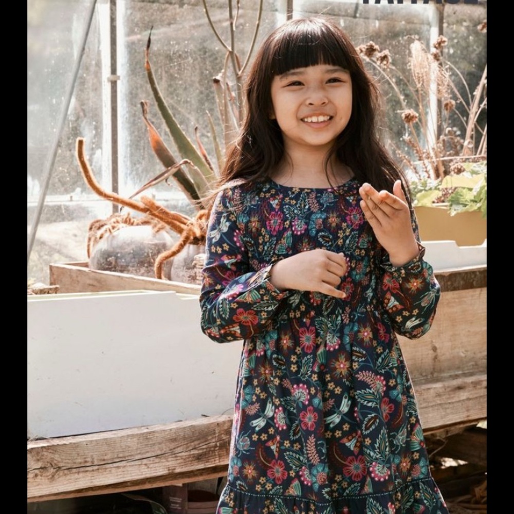Girls Fat Face Block Print Dress